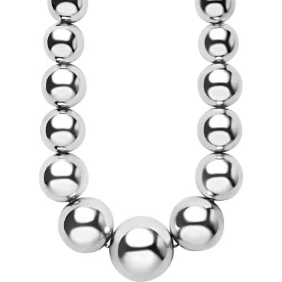 Lagos Caviar Bubbly Graduated Bead Necklace In Silver