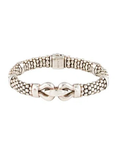 Pre-owned Lagos Caviar Buckle Bracelet, 6.75" In Multi