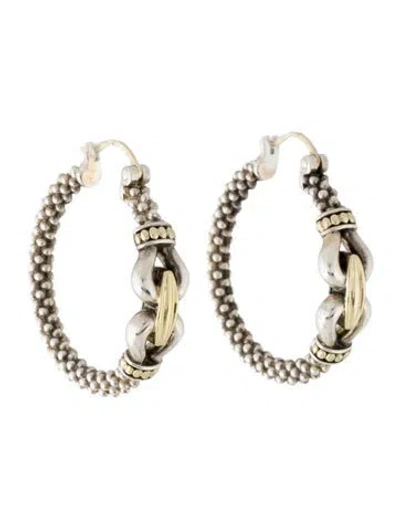Pre-owned Lagos Caviar Buckle Hoop Earrings In Multi