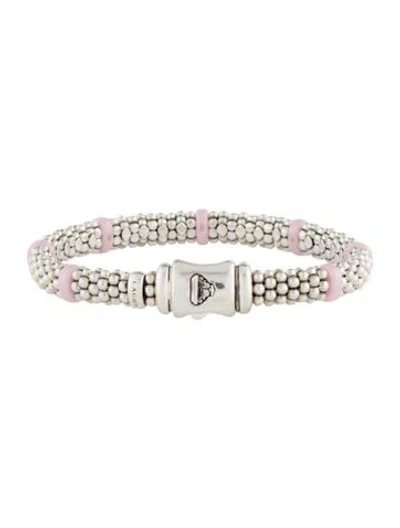 Pre-owned Lagos Caviar Ceramic Beaded Bracelet, 5.75", 5.75" In Pink
