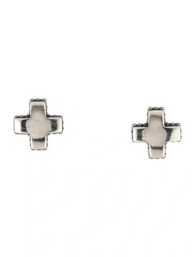 Pre-owned Lagos Caviar Cross Stud Earrings In Multi