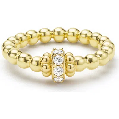 Lagos Caviar Diamond Stacking Ring In Gold