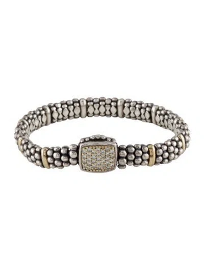 Pre-owned Lagos Caviar Diamond Station Bracelet, 7", 7" In Multi