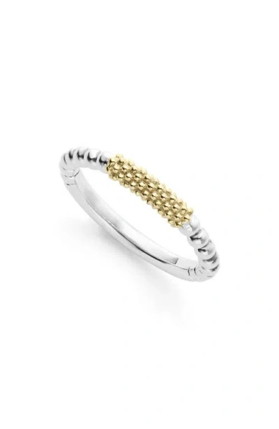 Lagos Caviar Icon Bar Stacking Ring In Metallic