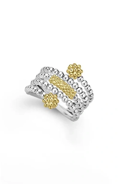 Lagos Caviar Icon Bead & Bar Ring In Silver