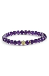 Lagos Caviar Icon Semiprecious Stone Bracelet In Amethyst/gold