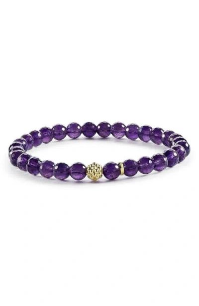 Lagos Caviar Icon Semiprecious Stone Bracelet In Amethyst/gold