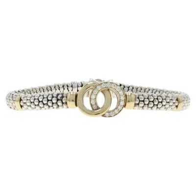 Pre-owned Lagos Caviar Lagos Signature Caviar Interlocking Circle 6mm Dia Bracelet 7.5" 925 18k .22ctw In Multi