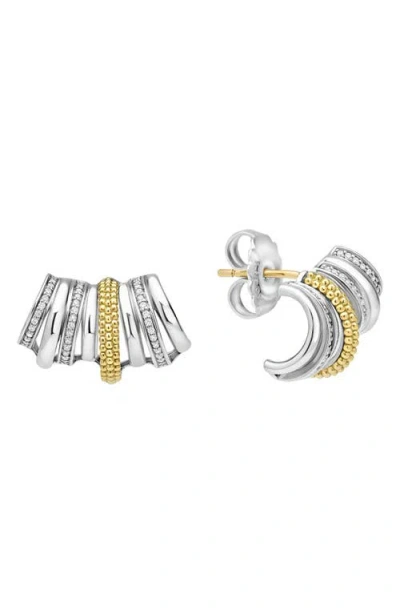 Lagos Caviar Lux 2-tone Diamond Crawler Huggie Earrings In Metallic