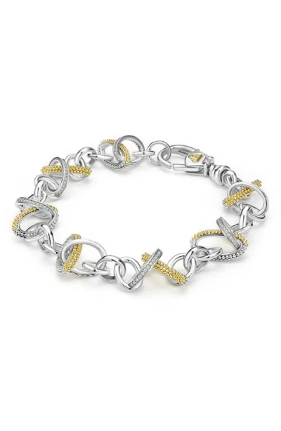 Lagos Caviar Lux Diamond Link Bracelet In Two-tone