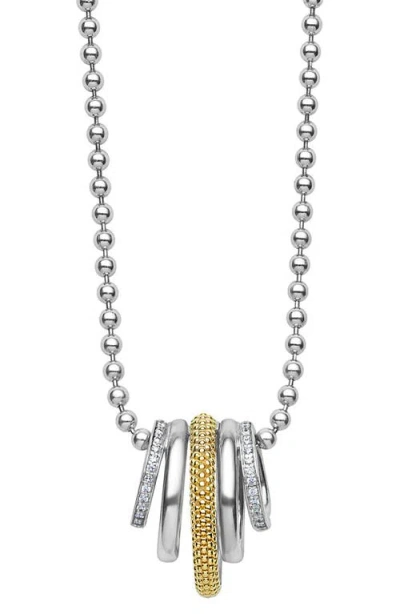 Lagos Caviar Lux Pavé Diamond Pendant Necklace In Multi