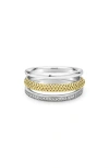 Lagos Caviar Lux Pavé Diamond Ring In Two-tone