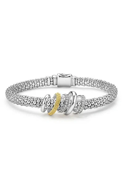 Lagos Caviar Lux Pavé Diamond Rope Bracelet In Silver