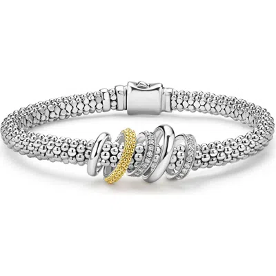 Lagos Caviar Lux Pavé Diamond Rope Bracelet In Silver