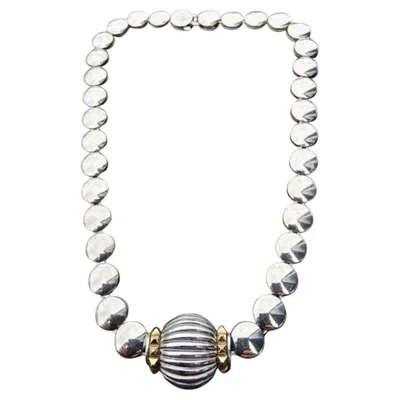 Pre-owned Lagos Caviar Necklace Fluted 18k Gold Circle Dot 16.5" Dome Pendant In Multi