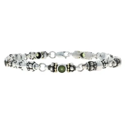 Pre-owned Lagos Caviar Peridot Bracelet 7 3/4" - Sterling 925 Yellow Gold 18k Round .45ct