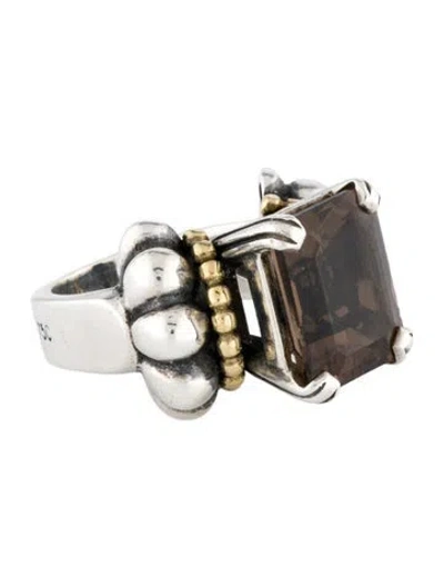 Pre-owned Lagos Caviar Smokey Quartz Medium Cocktail Ring In Multi