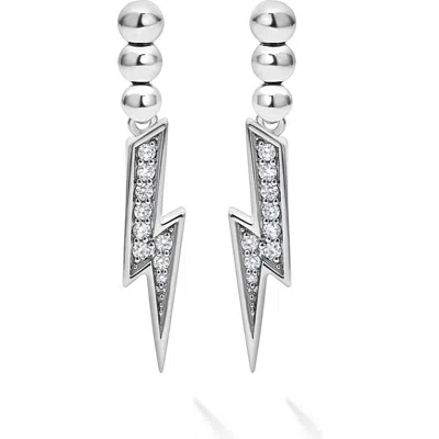 Lagos Caviar Spark Diamond Lightning Drop Earrings In Sterling Silver