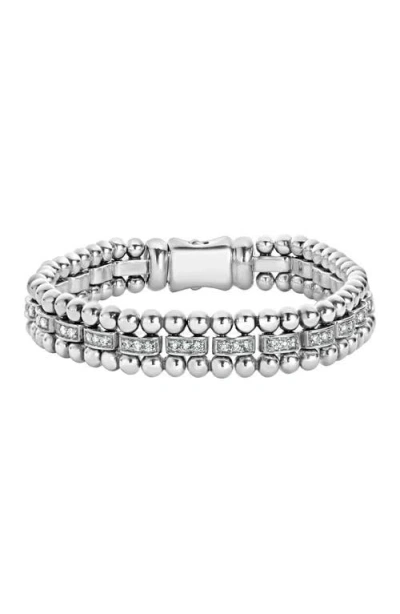 Lagos Caviar Spark Diamond Link Bracelet In Silver/diamond