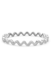 Lagos Sterling Silver Caviar Spark Diamond Wavy Bangle Bracelet In Silver
