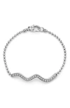 Lagos Sterling Silver Caviar Spark Diamond Wavy Bead Link Bracelet In Silver