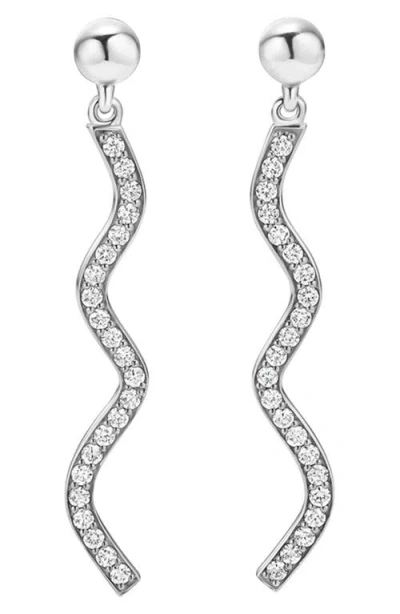Lagos Caviar Spark Diamond Wave Drop Earrings In Silver