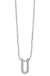 Lagos Sterling Silver Caviar Spark Diamond U Pendant Necklace, 16-18 In Silver