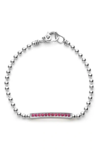 Lagos Caviar Spark Ruby Bar Bracelet In Silver