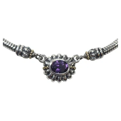 Pre-owned Lagos Caviar Sterling And 18k Yellow Gold Amethyst Necklace #25231