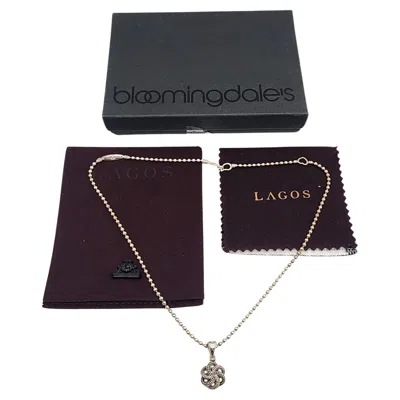 Pre-owned Lagos Caviar Sterling Silver 18k Love Knot Ball Chain Necklace Box Pouch #16277 In Multi