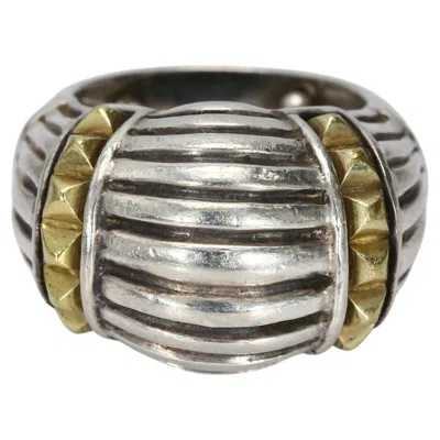 Pre-owned Lagos Caviar Sterling Silver & 18k Gold Dome Ring - Size 7.75 In Multiple