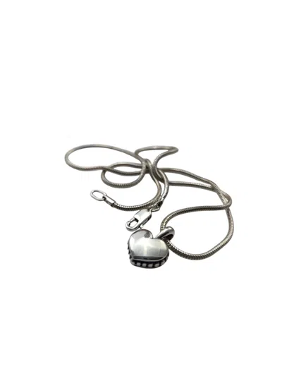 Pre-owned Lagos Caviar Sterling Silver Beaded Edge Heart Pendant Necklace #24750 In Multi