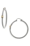 Lagos Caviar Two-tone Slender Hoop Earrings In Silver/gold