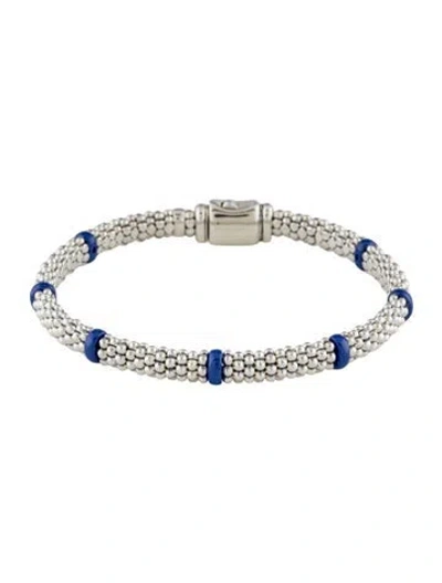 Pre-owned Lagos Caviar Ultramarine Ceramic Station Bracelet | 6mm, 7" In Multi