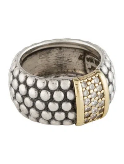 Pre-owned Lagos Caviar Wide Diamond Band In Multi