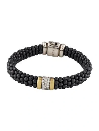 Pre-owned Lagos Ceramic & Diamond Bracelet, 5.75" In Multi