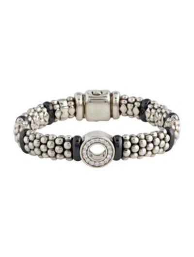 Pre-owned Lagos Ceramic & Diamond Bracelet, 5.75" In Multi