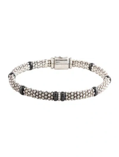 Pre-owned Lagos Ceramic & Diamond Caviar Station Bracelet, 6.5", 6.5" In Multicolor