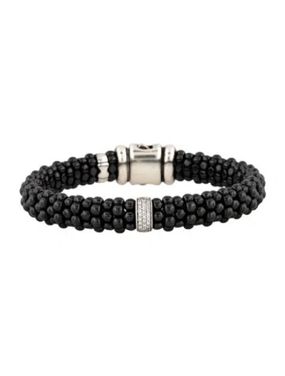 Pre-owned Lagos Ceramic & Diamond Single Station Bracelet, 9mm, 6.75" In Multicolor