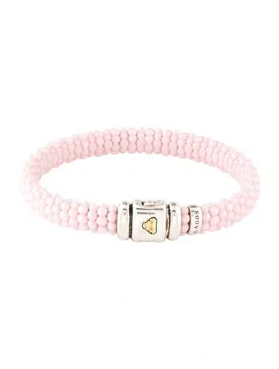 Pre-owned Lagos Ceramic Beaded Bracelet, 7" In Pink