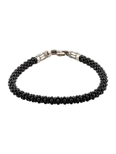 Pre-owned Lagos Ceramic Caviar Beaded Bracelet, 6.75" In Black