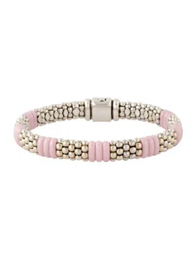 Pre-owned Lagos Ceramic Caviar Beaded Bracelet, 7.5" In Pink