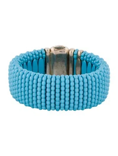 Pre-owned Lagos Ceramic Caviar Bracelet, 5.75" In Blue