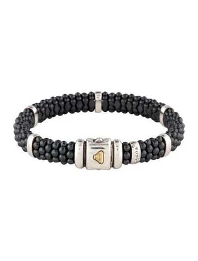 Pre-owned Lagos Ceramic Caviar Bracelet, 6.5" In Black