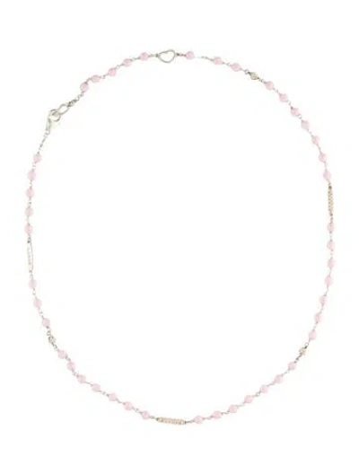 Pre-owned Lagos Ceramic Caviar Icon Bead Necklace, 18" In Pink