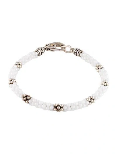 Pre-owned Lagos Ceramic Caviar Station Bracelet, 7" In White