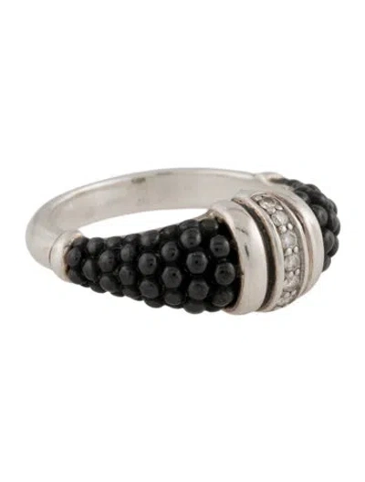 Pre-owned Lagos Ceramic Diamond Ring In Black