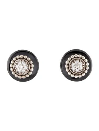 Pre-owned Lagos Ceramic Diamond Stud Earrings In Multi