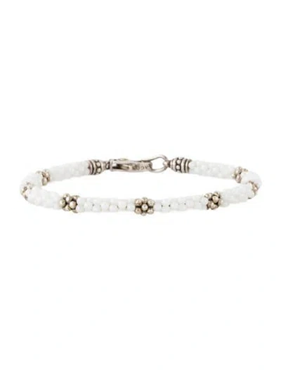 Pre-owned Lagos Ceramic Five Station Bracelet, 5mm, 7" In White