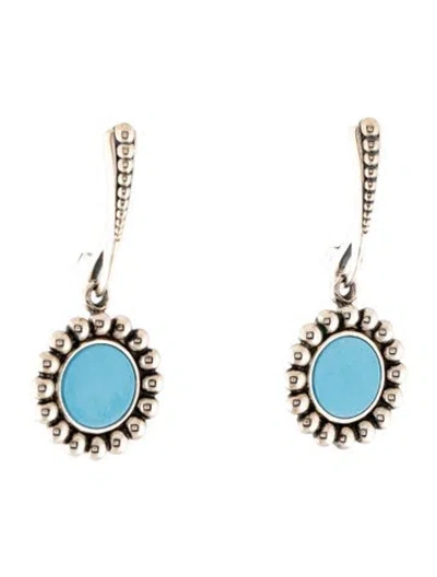 Pre-owned Lagos Ceramic Small Circle Drop Earrings In Blue